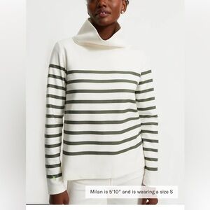 Tuckernuck Dudley Stephens Army Green Stripe Greenpoint Turtleneck. Size S.